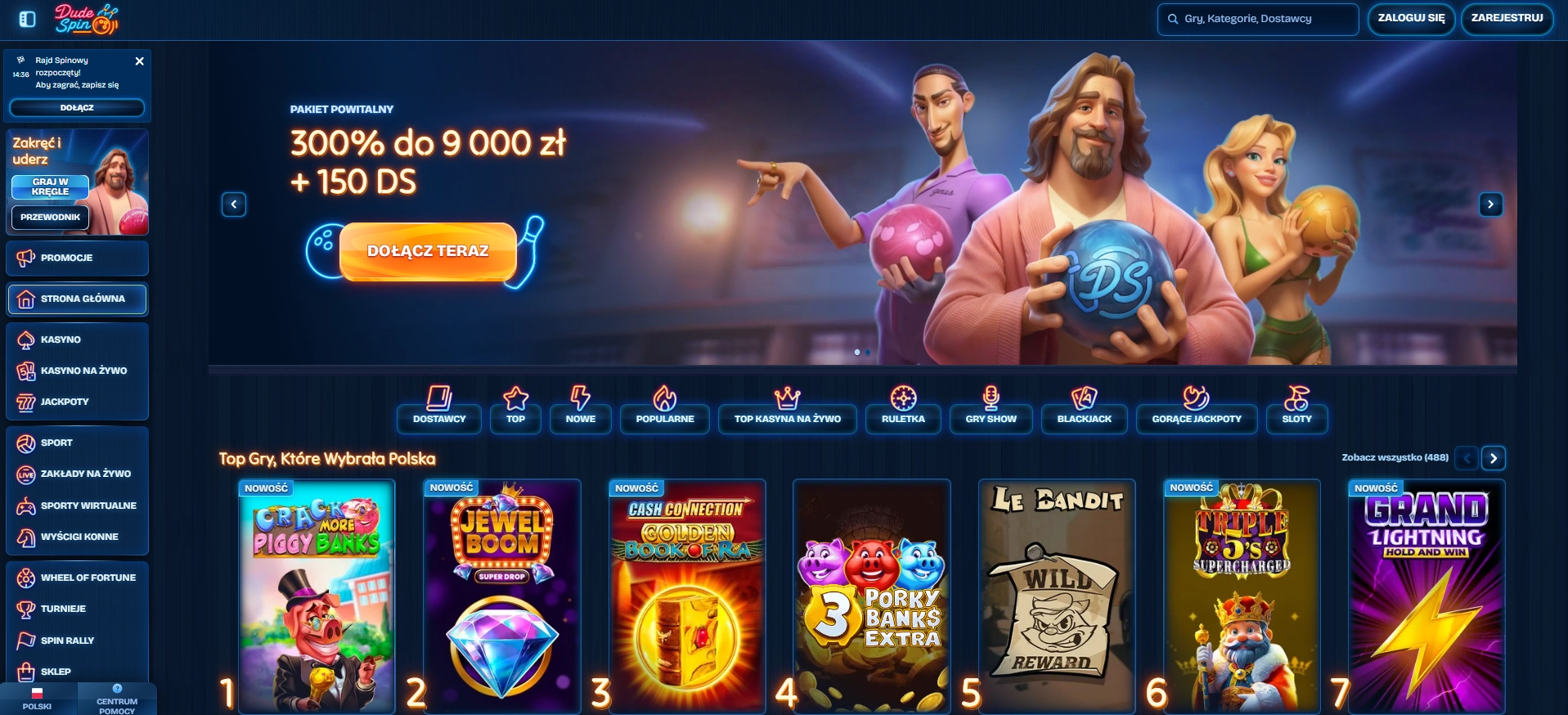 DudeSpin: Kasyno online obsługujące kody BLIK z najwyższymi wypłatami